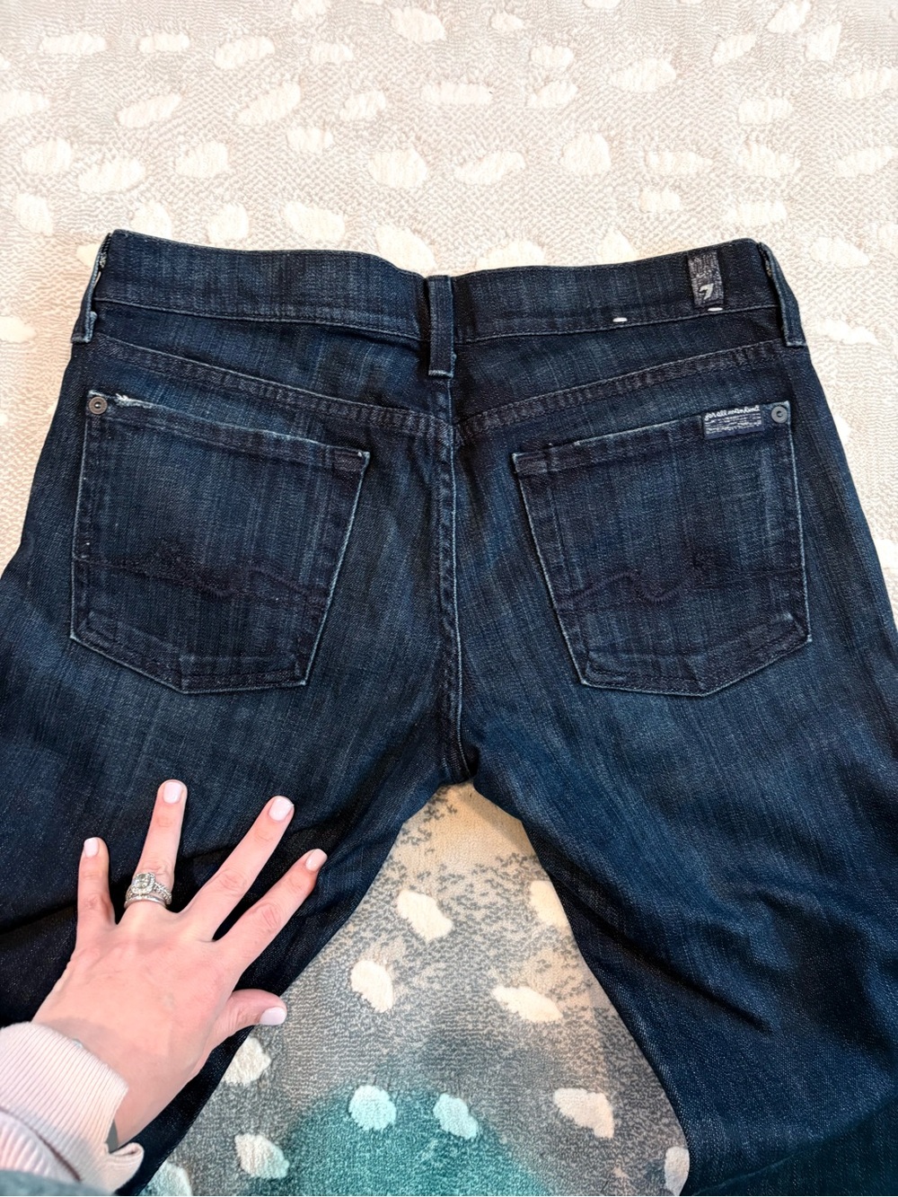 7 For All Mankind Dark Blue Straight Leg Jeans